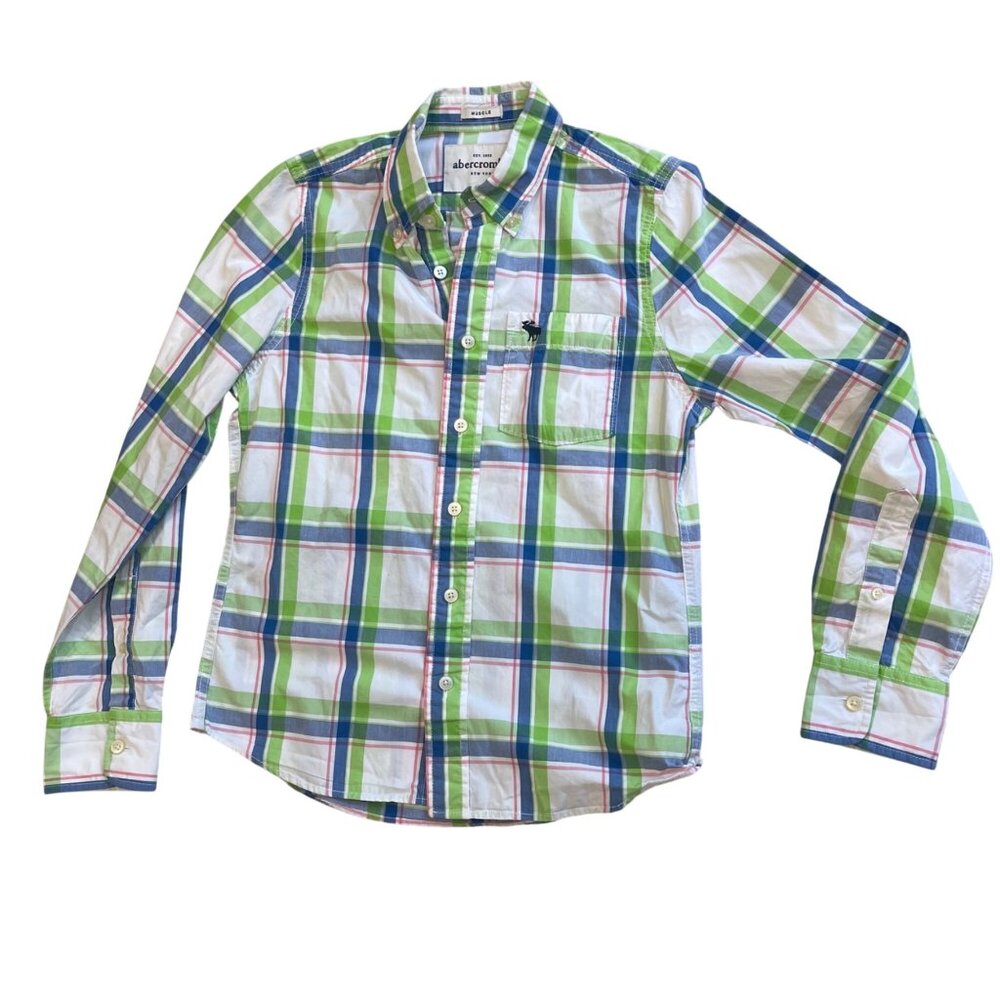 Abercrombie Kids‎ Plaid Button Down Muscle Shirt Boys Size Large Cotton Colorful